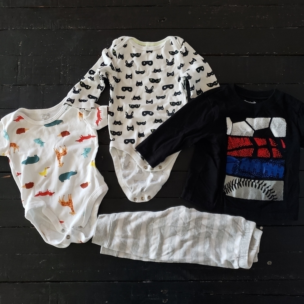 Baby Boy Bundle Lot Clothes Bodysuit Pants Shirt 3-6 12 Months Long Sleeve Pants